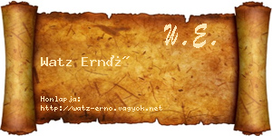 Watz Ernő névjegykártya